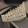 Mode cristal métal grande couronne diadèmes de mariée rose mariage couronne cheveux bijoux reconstitution historique diadème reine roi couronne W0104245r