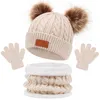 Czapki czapki 3PCS Winter Baby Hat Shalify Zestaw Silny kolor masa maluchka Śliczna pompom dzianina ciepłe niemowlęta akcesoria 1 5y 230720