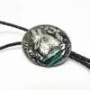 Bolo Ties Western howling wolf Bolo Tie Antique Design Cowboy Bolo Tie for Men American Bow Neck Tie Suit Shirt Accessories Leather Chain HKD230719