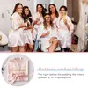 Roupa de dormir feminina S-XXL Dama de honra Noiva Festa de Casamento Robe Quimono Pijama de Cetim Roupão de Banho Branco Champanhe Nupcial Robes