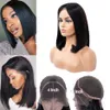 9A Brazlian Human Hair Short Bob Ear to Ear Lace Brontal Frontal Frontal 13x4 Straight Lace Clin