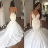 2022 arabo senza maniche vedere attraverso tulle sexy sirena abiti da sposa perline appliques abito da sposa con strascico lungo BA93492677