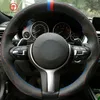 Black Leather Suede Car Steering Wheel Cover for BMW M Sport 2 Series F22 F23 F45 F46 X4 F26 X5 F15 X6 F16 2014-2019199a