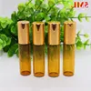 Mini 5ml Brown Amber Glass Roll On Essential Oil Perfume Bottles with Stainless Steel Roller Ball And Gold Cap Wholesale 1100Pcs/Lot Pxnja