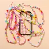 Rainbow Mobile Phone Strap Simple Bracelet Handmade Bead Chain Charm Anti-lost Lanyard Diy Hang Rope Lanyard Jewelry Accessories L230619