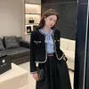 Dameskostuums Vintage jas Koreaanse mode Zwart chique kantoor Dames Casual Elegante lange mouw Enkele rij knopen Vrouwelijke blazer