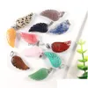 Charms Natural Stone Angel Wing Pendant Healing Reiki Earring Gemstone Decor Ornament For Jewelry Making Diy Wholesale 15X30 Dhgarden Dhrjr