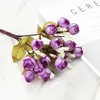 Decorative Flowers Artificial Fake Flower Mini Rose Tea Bud Simulation Pearl For Living Room Arrangement Decoration Wine Red