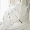 Umbrellas White transparent folding umbrella waterproof plastic transparent lace wedding umbrella women's 8-rib outdoor umbrella 230719