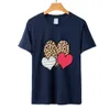 Valentine's Day New Colorful Leopard Pattern Love Print Women's Pullover Short Sleeve T-shirt Casual Style