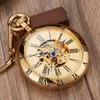 Pocket Watches Luxury Copper Silver Automatisk mekanisk fickklocka Klockan Fob Chain Watch Men Roman Numbers Clock Högkvalitativ fickklockor 230719