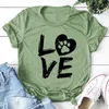 Love Letter Cat Paw Print Short Sleeve Round Neck Loose Casual Large Underlay T-shirt New Women's Wear