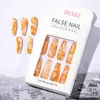 Faux Ongles Nail Enhancements Ballet Long 24pcs Brillant Huile Fleur Marbre Motif Simple Et Amovible Patch Appuyez Sur