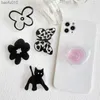Korean High Quality Cute Cat Butterfly Flower Foldable Elastic Mobile Phone Bracket Finger Ring Talk Smart Universal Accessory L230619