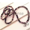 MG0663 Black Vein Rhodonite 108 Mala Armband 8 mm Gemstone Ohm Lotus Charm Armband Ny design Women's Yoga Mala Armband2292