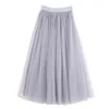 Skirts Vintage Tulle Skirt Women Elastic High Waist 3 Layers Aline Pleated Mesh Long Bride Tutu Female Jupe Longue 230720