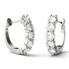 Women Fashion Daily Wear Huggi 925 Sterling Sier Prong Set VVS Colorls White Moissanite Hoop Earring290s