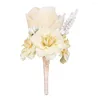 Fleurs décoratives Corsage fleur artificielle boutonnière bal anniversaire fête embellissement mariée marié unisexe décor de mariage