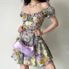 여자 플러스 사이즈 드레스 여름 꽃 캐주얼 짧은 슬리브 드레스 L-4XL