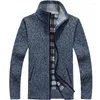 Hommes chandails 2023 automne hiver pull manteau fausse fourrure laine vestes hommes fermeture éclair tricoté épais chaud tricots décontractés Cardigan