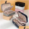 Storage Boxes Bins Simple Jewelry Box Creative Portable Pu Single Layer Earrings Ring Display For Home Travel Girl Drop Delivery G Dhtqc