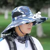 Baretten 2023 Mannen Hoed Met Ventilator Oplaadbare Outdoor Visser Cap Zomer Strand Bescherming Camouflage Bergbeklimmen Zonnehoed