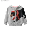 Hoodies Sweatshirts 2021 Lente Herfst Kinderen Hoodie Kleding Kinderen Jongens Meisjes Katoen Rits Dinosaurus Cartoon Jas Casual Sweatshirt Kleding T230720