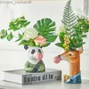 Vases BAO GUANG TA Resin Animal Head Vase FlowerPot Bubble Gum Room Decoration Simulation Zebra Panda Deer Creative Crafts Decor 210610 Z230720