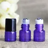 Purple 1ml 2ml 3ml 5ml 10ml ROLL ON Fragrance PERFUME GLASS BOTTLES ESSENTIAL OIL Bottle Steel Metal Roller ball by DHL Free Shipping Tblar