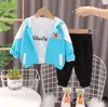 Kleidungssets Herbst Boutique Kinder Baby Jungen Outfits 6 bis 18 Monate Cartoon Kapuze Reißverschluss Strickjacke Jacken Hemden Hosen 3 Stück Jungen Set