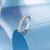 1 pç Anel de Prata Esterlina Feminino Luxo Moda Jóias Finas Feito à Mão Micro Set Moissanite Sete Princesas Anel de Diamante Vivo