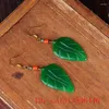 Dangle Earrings Customized Green Jade Leaf Women Jadeite Natural Gemstone Accessories Charm 925 Silver Gift Amulet Jewelry