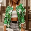 Kvinnorjackor Fashion Flower Print Långärmad Bomber Jacket Zipper Up Vintage Coat Tops Elegant Slim Basic Ladies 4 Color 230719