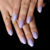 Fałszywe paznokcie 24pcs Matowe Purple Purple Press On średniej długości Owalne wielokrotne użycie akrylowego koloru paznokcie