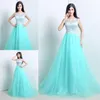 2015 جديد الأسهم الأنيقة A-LINE MINT GREEN LACE SEILINGE مع الزائدين بطول الطابق رخيصة العباءات الحفلات Vestidos de Festa270Q