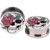 Rose and Sugar Skull Logo Ear Plugs 5-16mm Plug Tunnel Summer Jewelry örhängen Pluggar och tunnlar öronmätare Piercings244Z