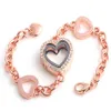 10PCS lot Magnetic Heart Floating Locket Bracelet With Rhinestones Glass Living Memory Locket Bangles For Women284j