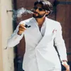 Knappe witte double-breasted jas broek bruiloft diner bruidegom smoking mannen slim fit pak kostuum homme heren blazer301N