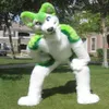 2018 Personalizzato di alta qualità Green Husky Fursuit Dog Fox Mascot Costume Animal Suit Halloween Natale Compleanno Full Body Puntelli Costu203i