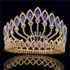 Mode Kristall Metall Große Krone Braut Tiaras Rosa Hochzeit Krone Haarschmuck Festzug Diadem Königin König Krone W0104245r