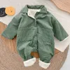 Rompers babykläder overaller vinterflicka förtjockar romper corduroy jumpsuit barn pojke kläder småbarn bodysuit födda 230720