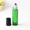 In Stock !COLORFUL Glass Roll On Bottle 10ml (1/3oz) Essential Oil Empty Aromatherapy Perfume Bottles Metal Roller Ball Wholesale 600pc Llmx