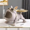 Objets décoratifs Figurines Ornement de chien Grande bouche Bouledogue français Butler Boîte de rangement avec plateau Décoration de table nordique Résine Sculpture animale Statue 230719