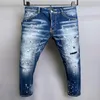 DSQ Phantom Turtle Men's Jeans Mens Luxury Designer Jeans Skinny Ripped Cool Guy Causal Hole Denim Fashion Märke Fit Jeans Me208n