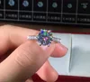 Cluster Rings 18k AU750 Vittguldkvinnor Bröllopsfestförlovningsring 1 2 3 4 5 Round Moissanite Diamond Crown Trendy Classic Gift