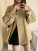 Trench femme manteaux FTLZZ printemps automne femmes haute rue col montant court femme décontracté Vintage ample kaki a-ligne veste manteau