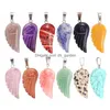 Charms Natural Stone Angel Wing Pendant Healing Reiki Earring Gemstone Decor Ornament For Jewelry Making Diy Wholesale 15X30 Dhgarden Dhrjr