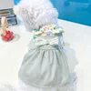 Vestuário para cães PETCIRCLE Roupas Cintura Alta Pequeno Vestido Verde Floral Fit Filhote de Estimação Gato PrimaveraOutono Fantasia Bonita Saia