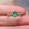 Cluster Rings Natural Emerald Ring Fashionable Gem Quality 18K Gold 4X6mm