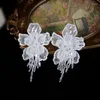 Boucles d'oreilles pendantes mariée cristal fil fleur gland accessoires de conception de mariage